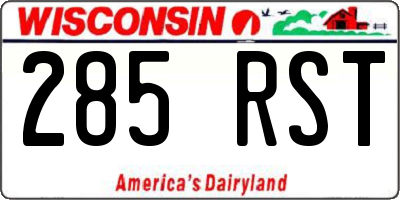 WI license plate 285RST