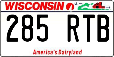 WI license plate 285RTB