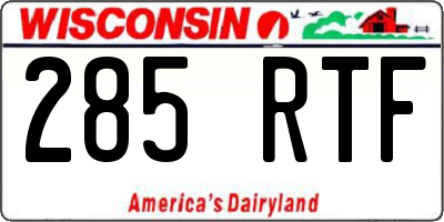 WI license plate 285RTF