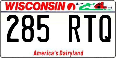 WI license plate 285RTQ