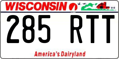 WI license plate 285RTT