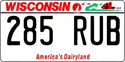 WI license plate 285RUB