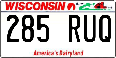 WI license plate 285RUQ