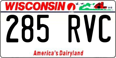 WI license plate 285RVC