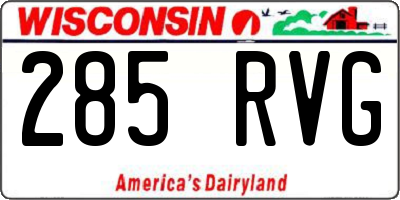 WI license plate 285RVG
