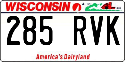 WI license plate 285RVK