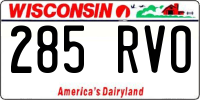 WI license plate 285RVO