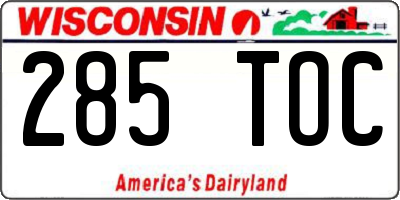 WI license plate 285TOC
