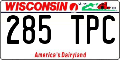 WI license plate 285TPC