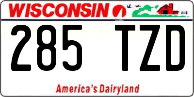 WI license plate 285TZD