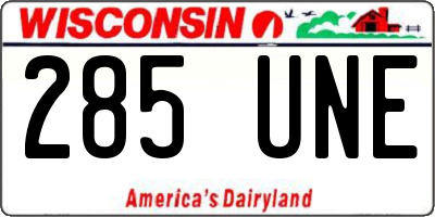 WI license plate 285UNE