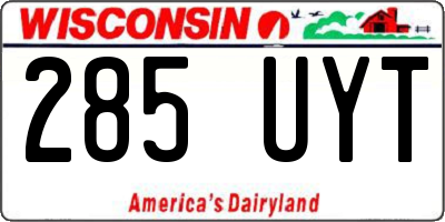 WI license plate 285UYT