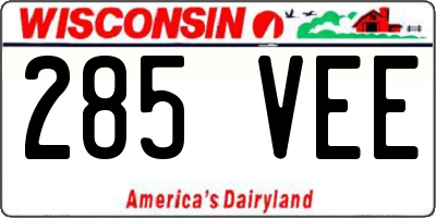 WI license plate 285VEE