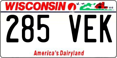 WI license plate 285VEK