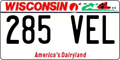 WI license plate 285VEL