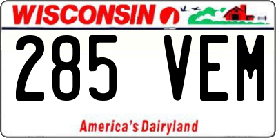 WI license plate 285VEM