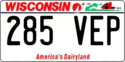 WI license plate 285VEP