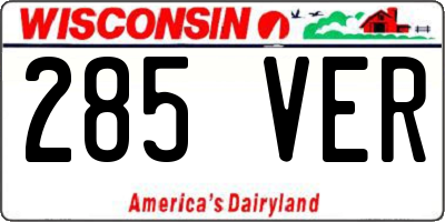 WI license plate 285VER