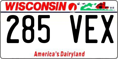 WI license plate 285VEX