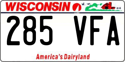 WI license plate 285VFA