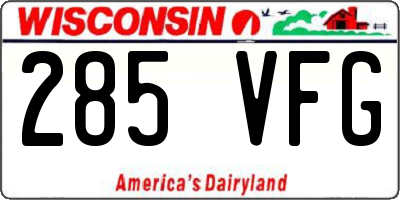 WI license plate 285VFG