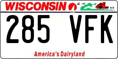 WI license plate 285VFK