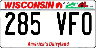 WI license plate 285VFO