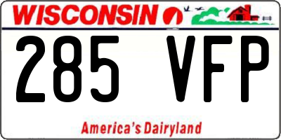 WI license plate 285VFP
