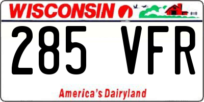 WI license plate 285VFR