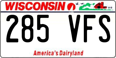 WI license plate 285VFS