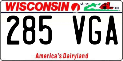 WI license plate 285VGA