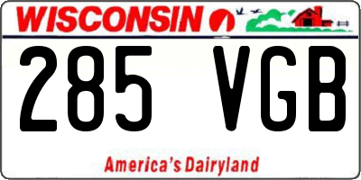 WI license plate 285VGB