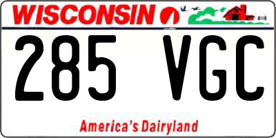 WI license plate 285VGC
