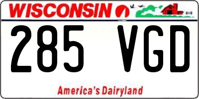 WI license plate 285VGD