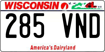 WI license plate 285VND