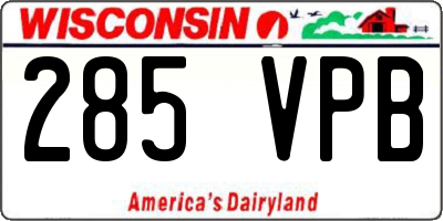 WI license plate 285VPB