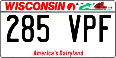 WI license plate 285VPF