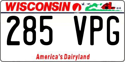 WI license plate 285VPG