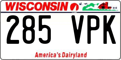 WI license plate 285VPK