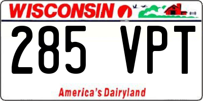 WI license plate 285VPT