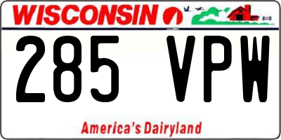 WI license plate 285VPW