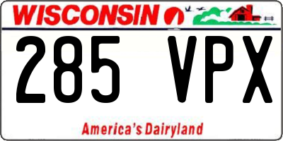 WI license plate 285VPX
