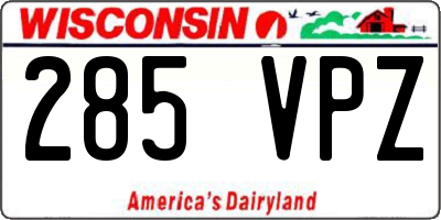 WI license plate 285VPZ