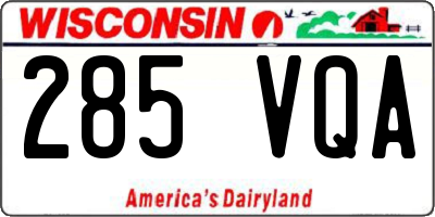 WI license plate 285VQA