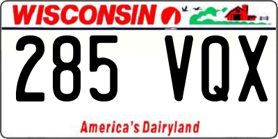 WI license plate 285VQX