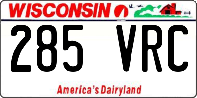 WI license plate 285VRC