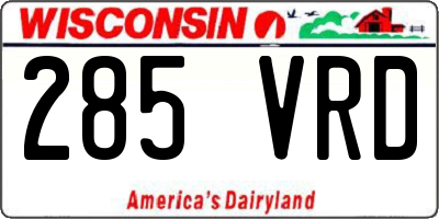 WI license plate 285VRD