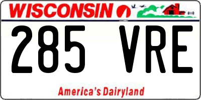 WI license plate 285VRE