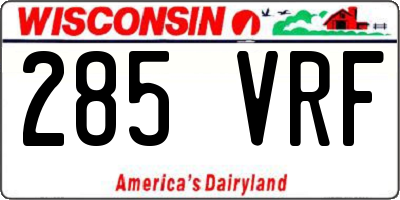 WI license plate 285VRF