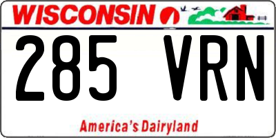 WI license plate 285VRN
